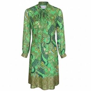 Vintage Oscar de la Renta Silk Chiffon Shift Dress USA Made Union XS S Rare 60's